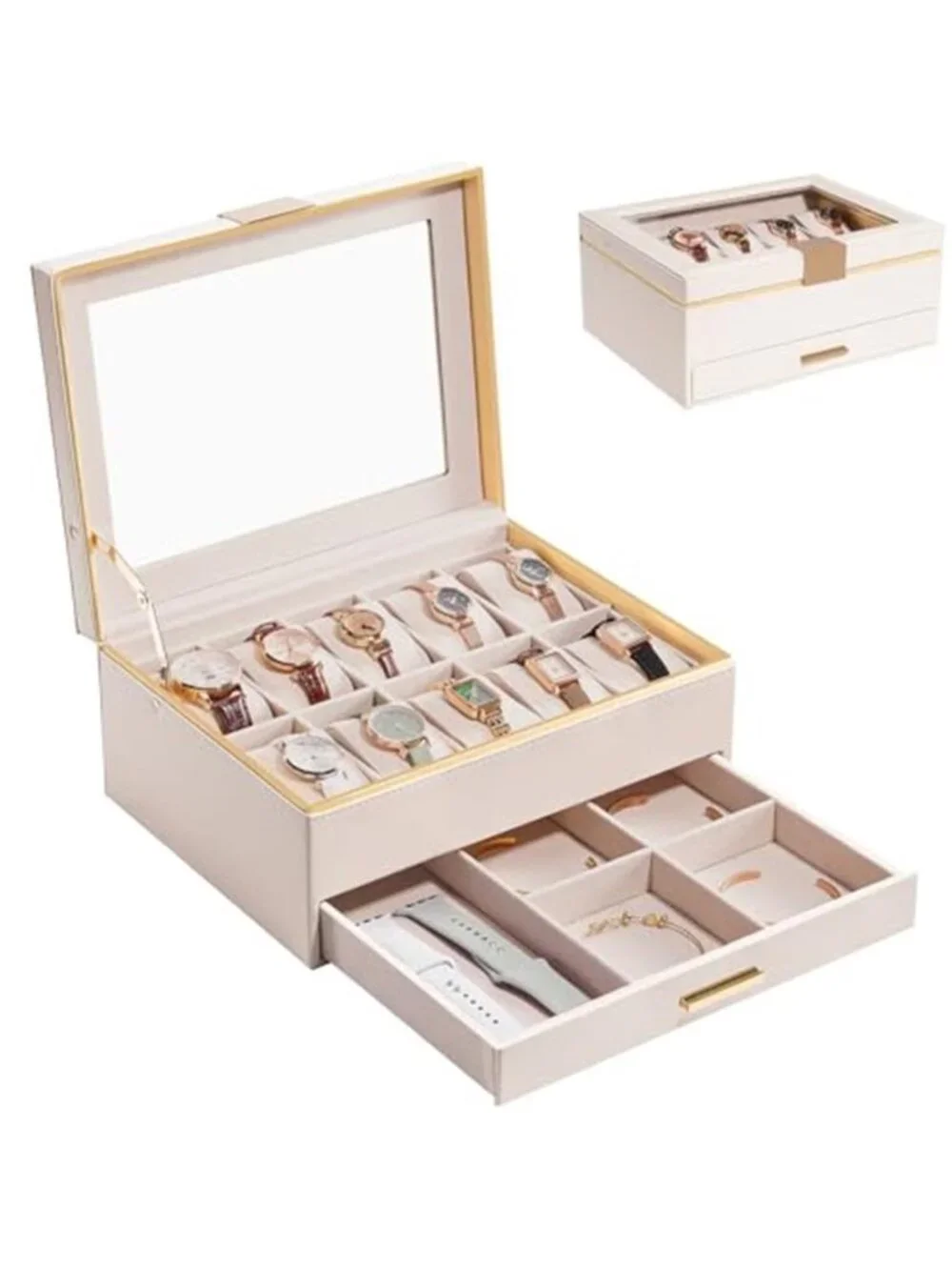 Watch Case for Women, Valentine Gifts, 10 Slot Watch Display Case